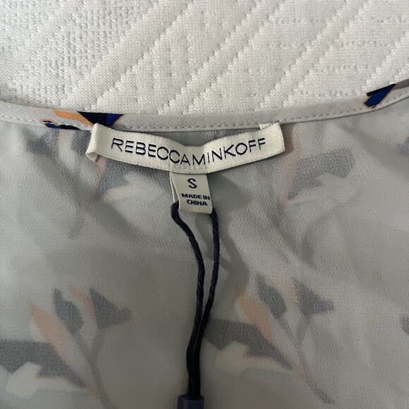 Rebecca Minkoff Dress Cold Shoulder Short Sleeve Sz S Robbie Water Blue Cottage - Picture 4 of 9